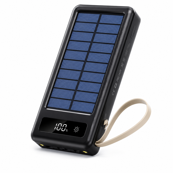 Power Bank Solar 20.000mAh – Carregamento Rápido, Display Digital
