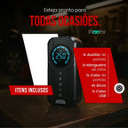 Auxiliar de Partida Portátil 4 em 1 com Compressor de Ar Digital – Power Bank, Lanterna LED e Partida  para Carros e Motos