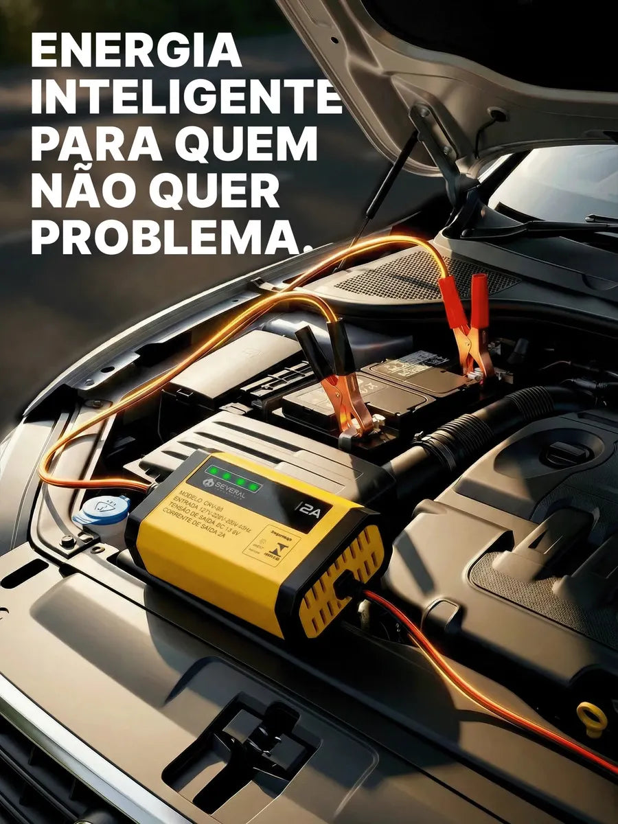 Carregador Bateria Automotivo 12v Até 300 Amperes, Carga Lenta 2a, Inteligente, Portátil, Carro, Moto, Caminhão, Jet Sky Bivolt 110/220v