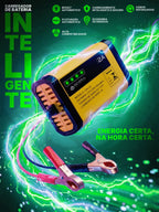 Carregador Bateria Automotivo 12v Até 300 Amperes, Carga Lenta 2a, Inteligente, Portátil, Carro, Moto, Caminhão, Jet Sky Bivolt 110/220v