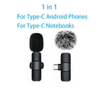 Microfone de Lapela Sem Fio Profissional Type C & para iPhone e iPad