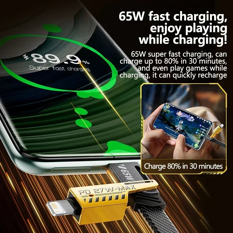 Cabo USB 4 em 1 Rápido USB-C, Lightning e Micro USB