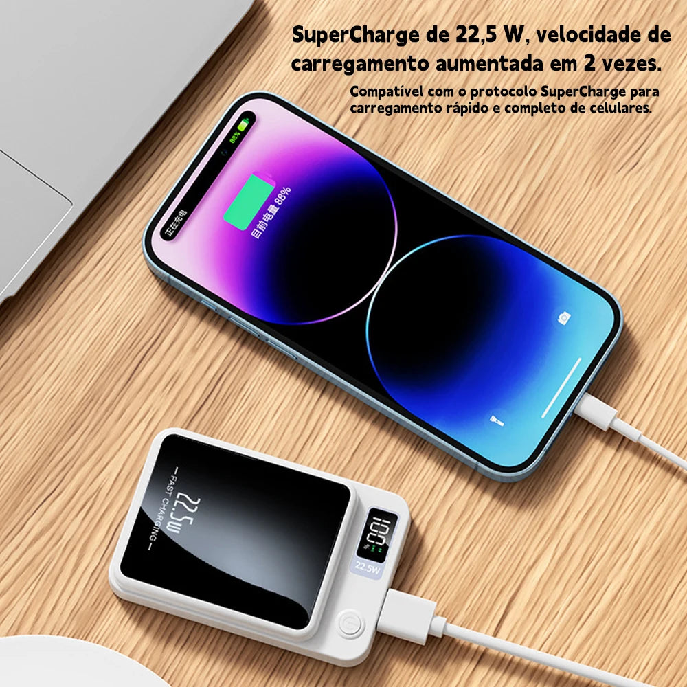 Power Bank Magnético 10000mAh Digital – por Indução