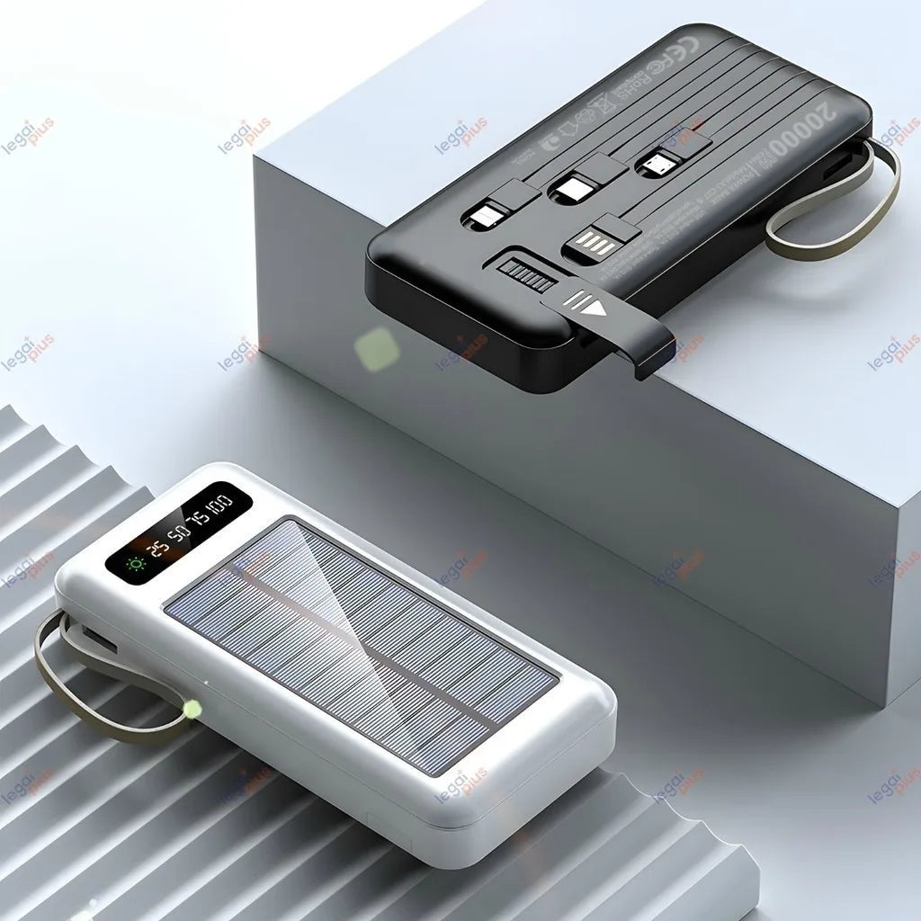 Power Bank Solar 20.000mAh – Carregamento Rápido, Display Digital