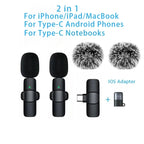 Microfone de Lapela Sem Fio Profissional Type C & para iPhone e iPad