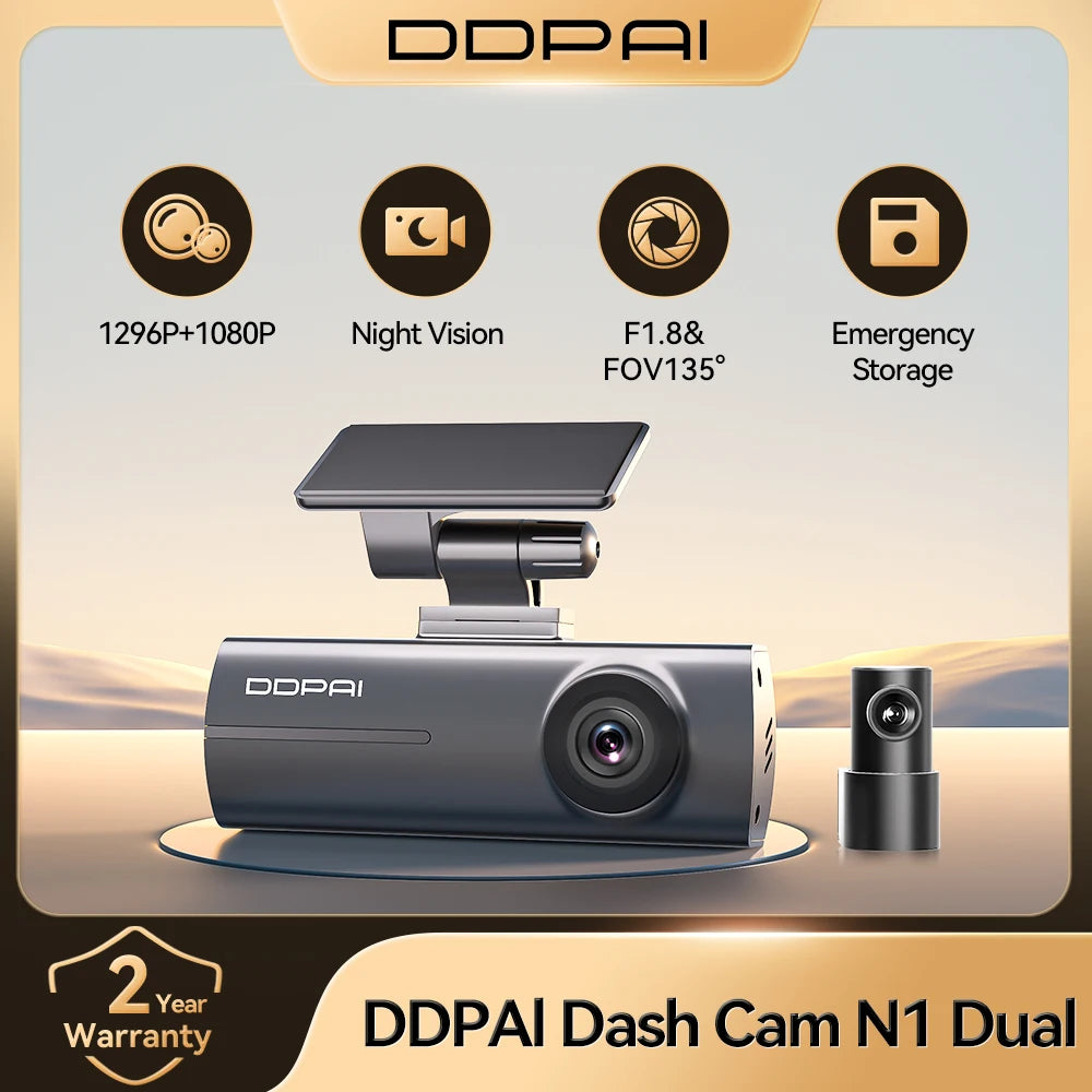 Câmera Veicular Ddpai N1 Dual 1296p+1080p 135° Nightvis App