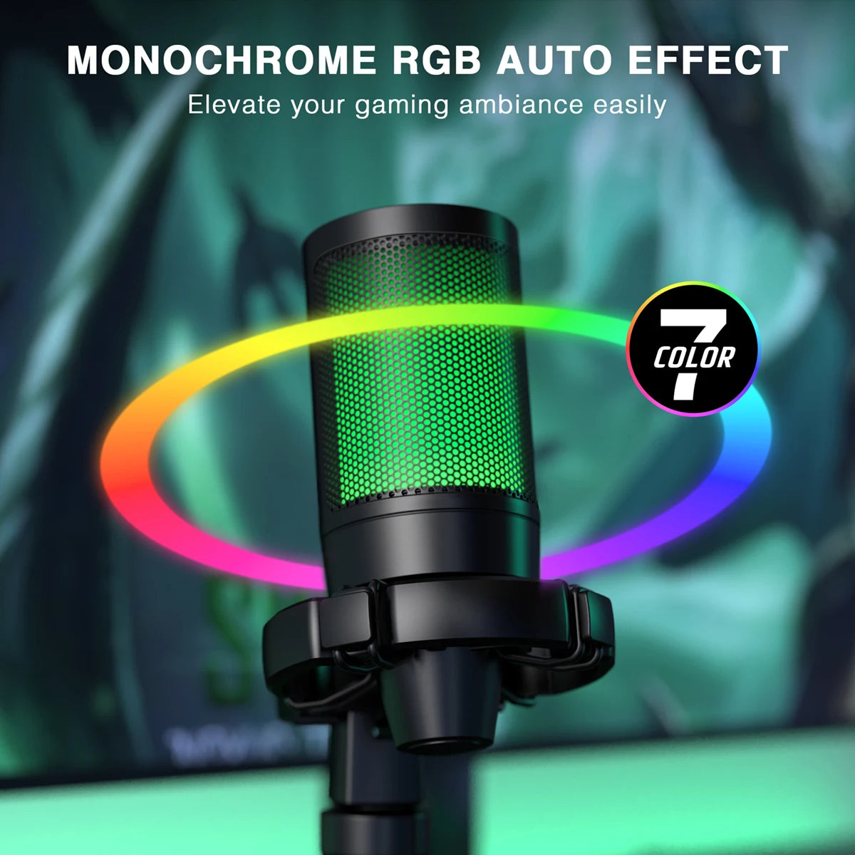 Microfone Gamer USB Profissional com Iluminação RGB – PC, PS4 e PS5