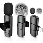 Microfone de Lapela Sem Fio Profissional Type C & para iPhone e iPad