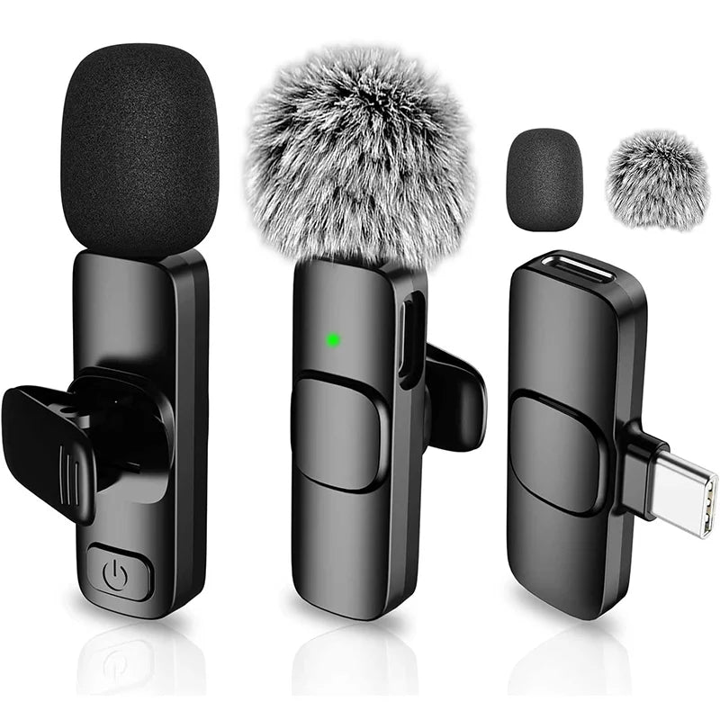 Microfone de Lapela Sem Fio Profissional Type C & para iPhone e iPad