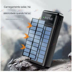 Power Bank Solar 20.000mAh – Carregamento Rápido, Display Digital