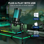 Microfone Gamer USB Profissional com Iluminação RGB – PC, PS4 e PS5