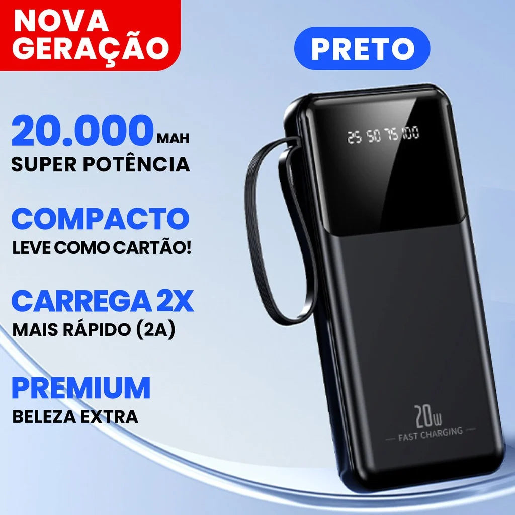 Power Bank 20.000mAh com Display Digital LED
