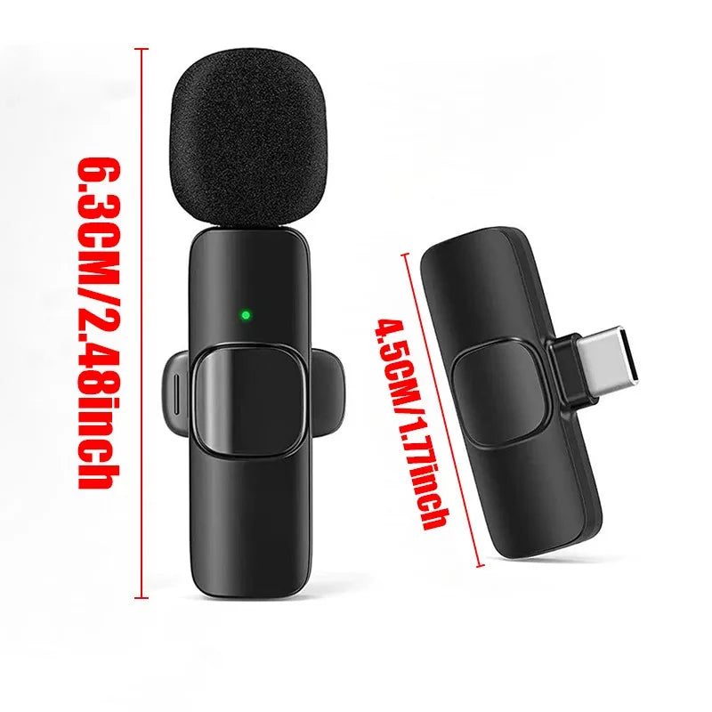 Microfone de Lapela Sem Fio Profissional Type C & para iPhone e iPad