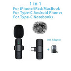 Microfone de Lapela Sem Fio Profissional Type C & para iPhone e iPad