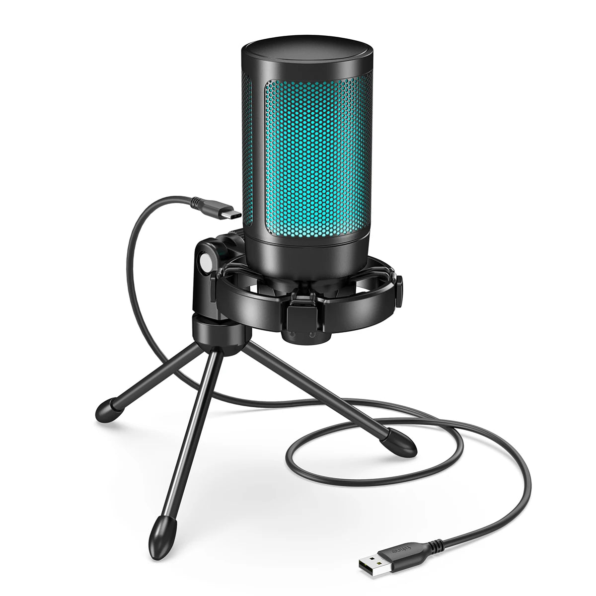 Microfone Gamer USB Profissional com Iluminação RGB – PC, PS4 e PS5