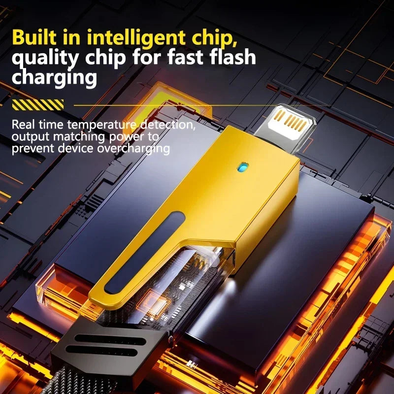 Cabo USB 4 em 1 Rápido USB-C, Lightning e Micro USB