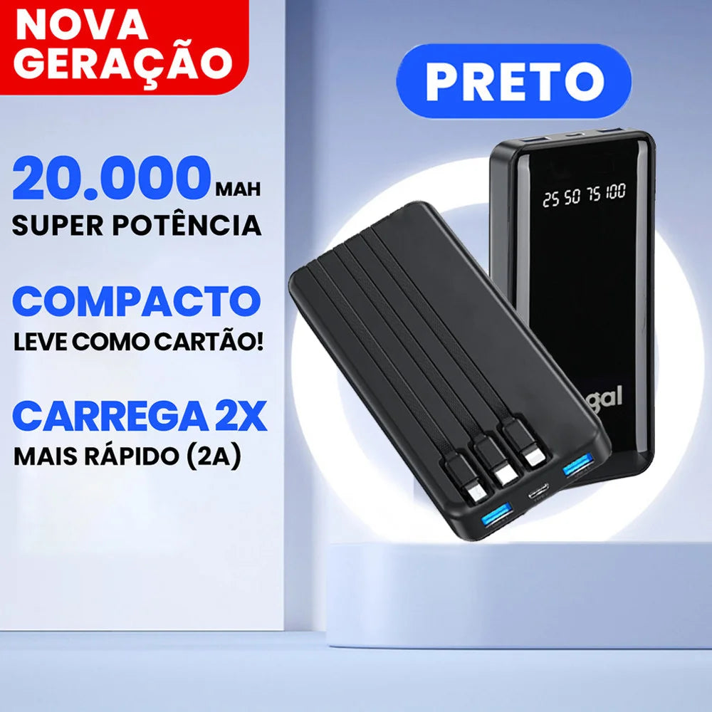 Power Bank 20.000mAh com Display Digital LED