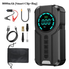 Auxiliar de Partida Portátil 4 em 1 com Compressor de Ar Digital – Power Bank, Lanterna LED e Partida  para Carros e Motos