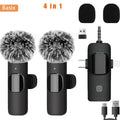 Microfone de Lapela Sem Fio 4 em 1