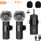 Microfone de Lapela Sem Fio 4 em 1