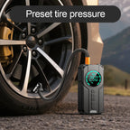 Auxiliar de Partida Portátil 4 em 1 com Compressor de Ar Digital – Power Bank, Lanterna LED e Partida  para Carros e Motos