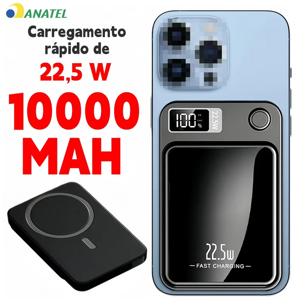 Power Bank Magnético 10000mAh Digital – por Indução