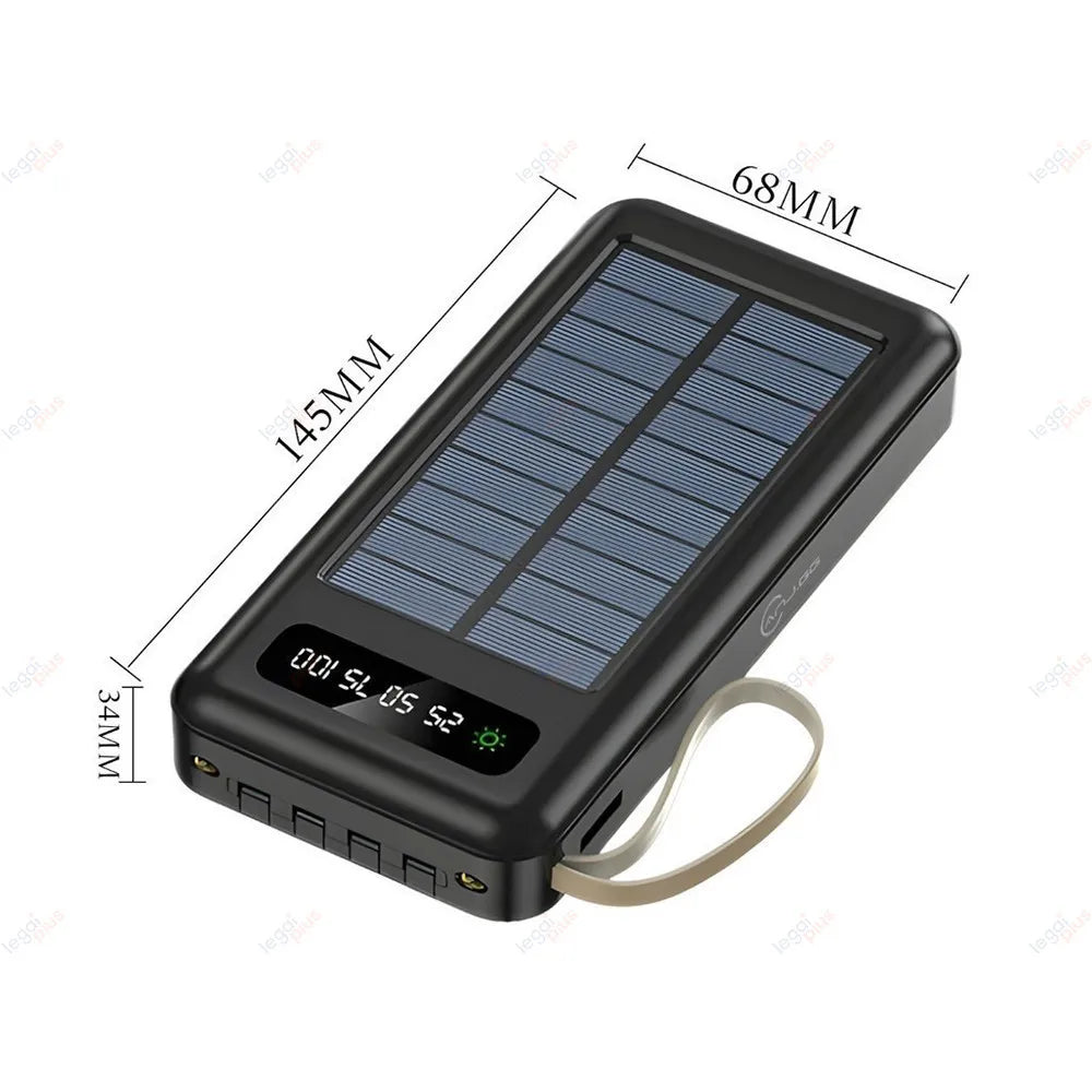 Power Bank Solar 20.000mAh – Carregamento Rápido, Display Digital