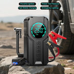 Auxiliar de Partida Portátil 4 em 1 com Compressor de Ar Digital – Power Bank, Lanterna LED e Partida  para Carros e Motos