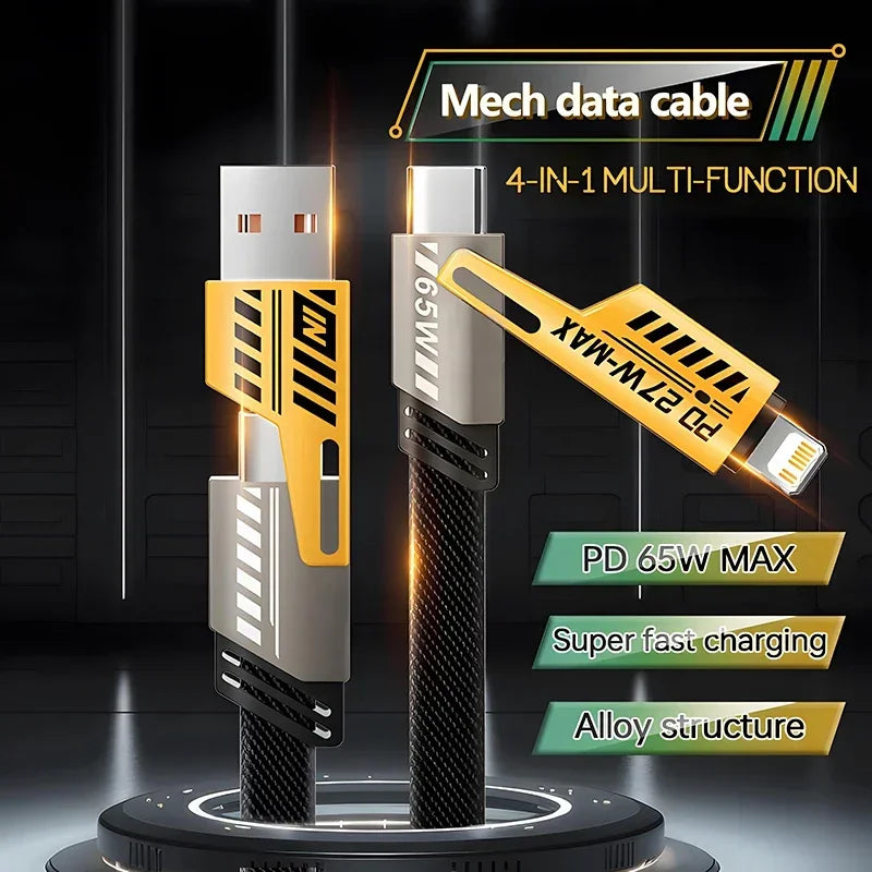 Cabo USB 4 em 1 Rápido USB-C, Lightning e Micro USB